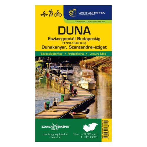 Duna – Esztergomtól Budapestig vízisport, kerékpáros és turistatérkép